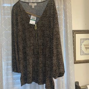 Michael‎ Kors Large Leopard Blouse with Zipper